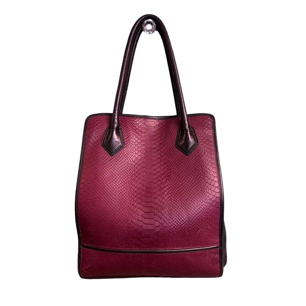 Gigi New York Burgundy & Black Python Large Leather Shopper Tote Bag